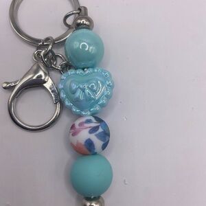 Blue Beaded Key Holder with Turquoise Accents